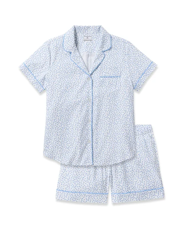 Women's Twill Short Sleeve Short Set in Bluehearts sold by Petite Plume