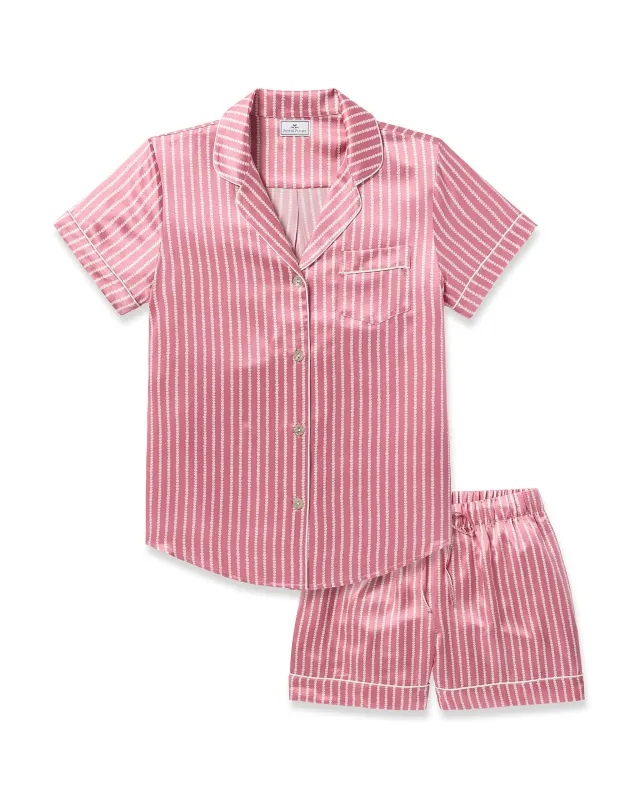 Women's Silk Pajama Short Set in Love Lines sold by Petite Plume