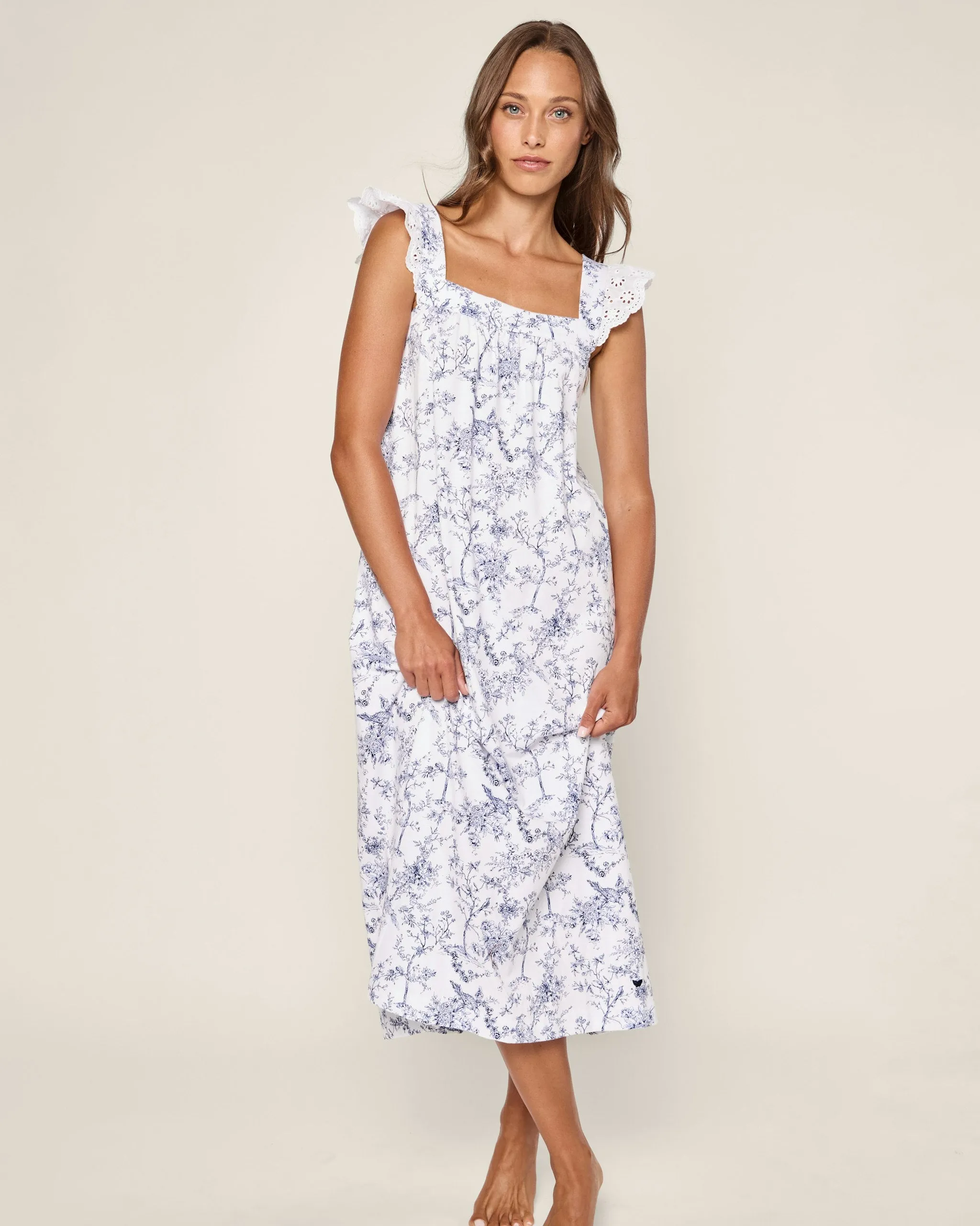 Women's Pima Clara Nightgown in Timeless Toile sold by Petite Plume product image thumbnail 2