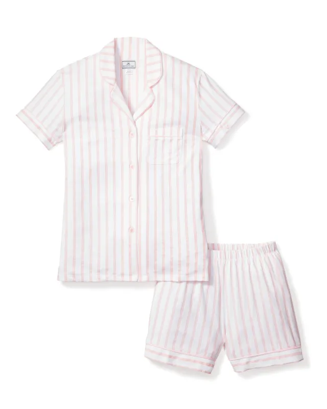 Women's Pima Short Set in Pink Stripe sold by Petite Plume