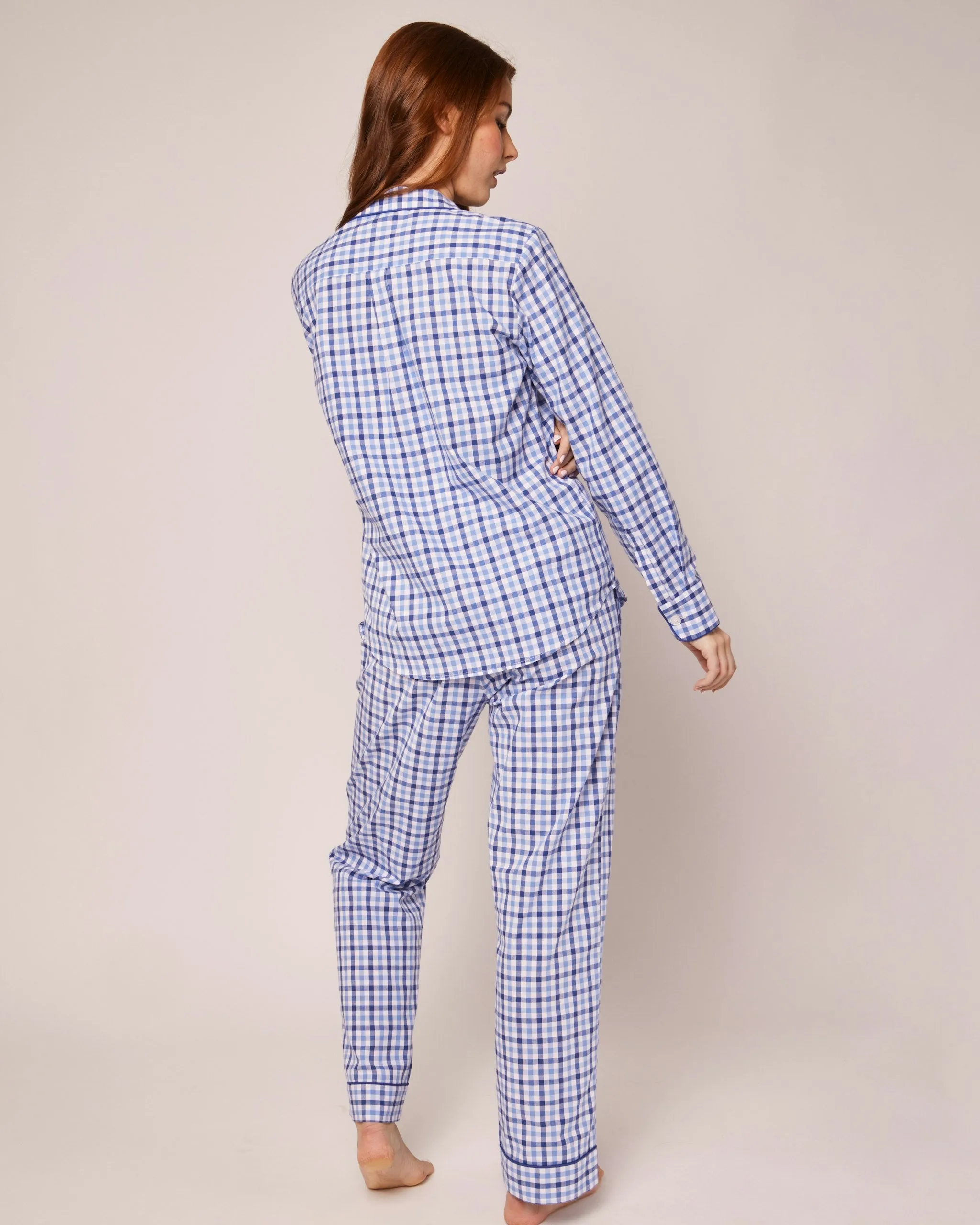 Women's Twill Pajama Set in Royal Blue Gingham sold by Petite Plume product image thumbnail 4