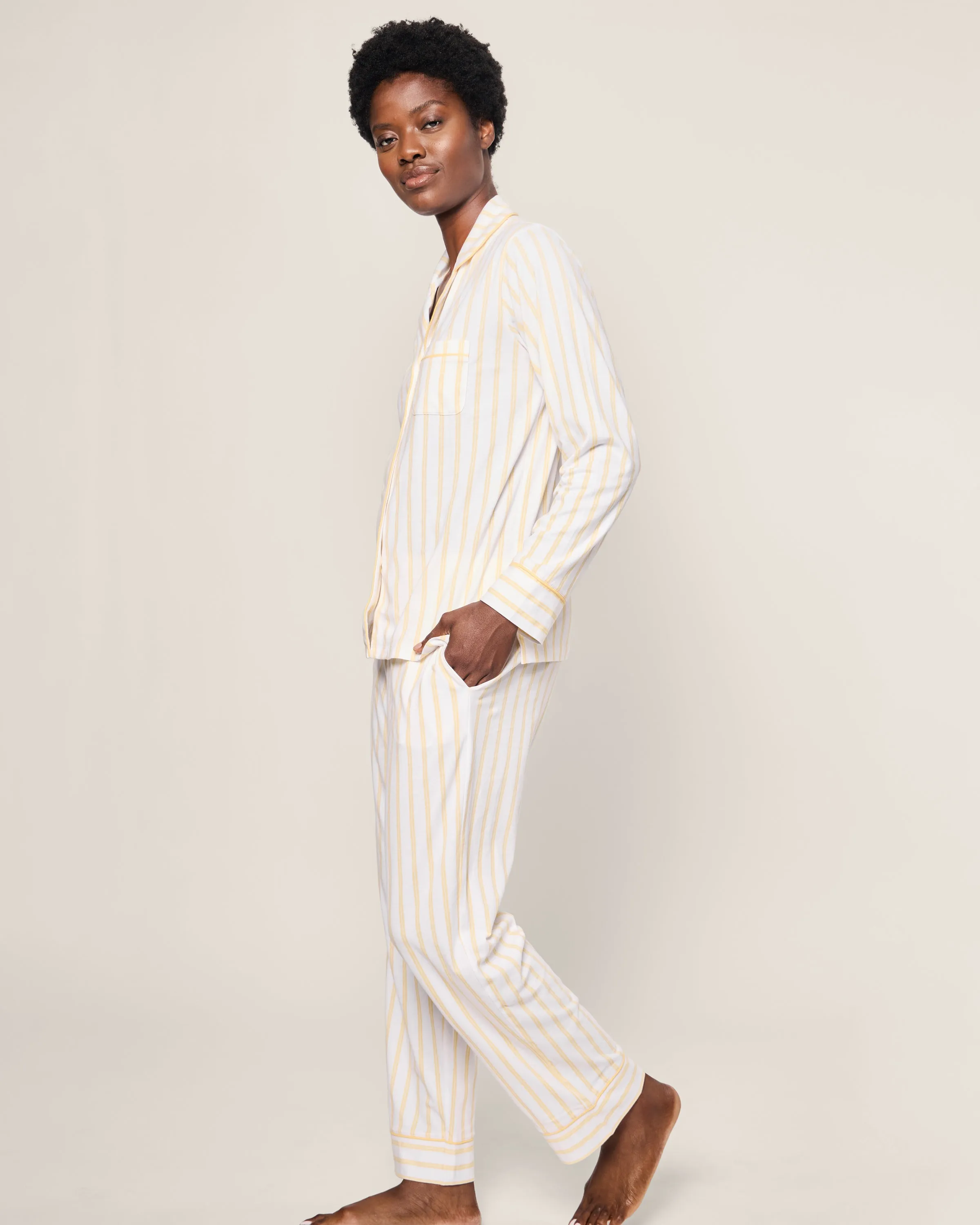 Women's Pima Pajama Set in Sunny Stripe sold by Petite Plume product image thumbnail 3