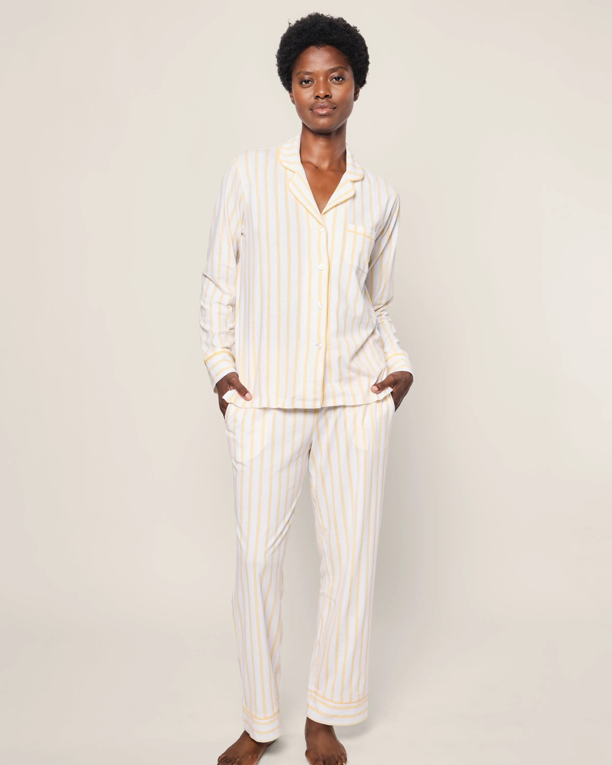 Women's Pima Pajama Set in Sunny Stripe sold by Petite Plume product image thumbnail 2