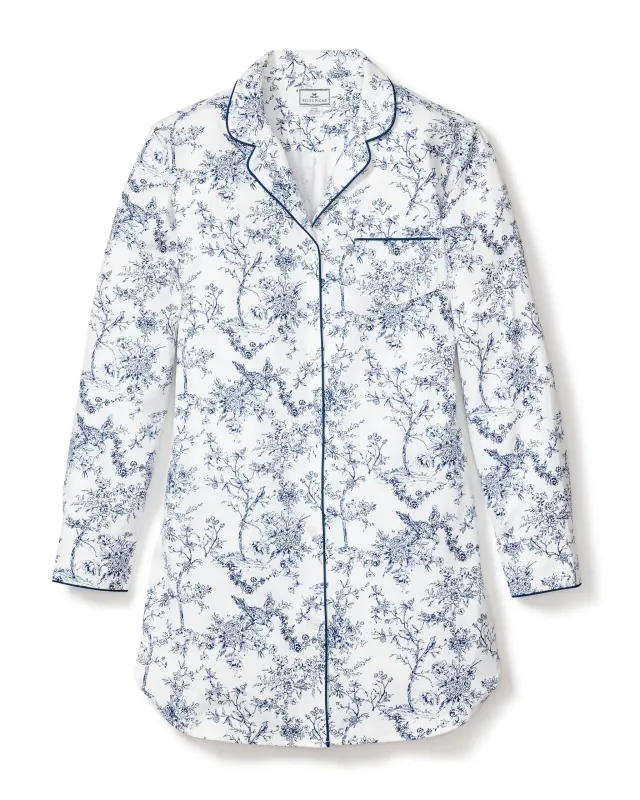 Women's Twill Nightshirt in Timeless Toile sold by Petite Plume