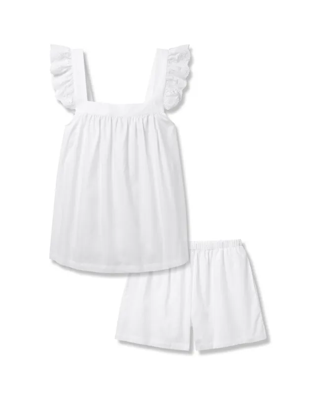 Women's Twill Clara Short Set in White sold by Petite Plume