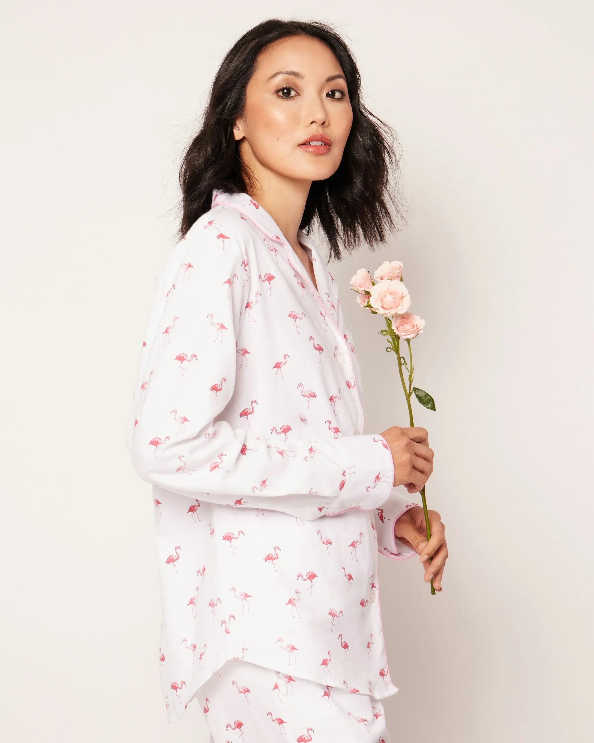 Women's Twill Pajama Set in Flamingos sold by Petite Plume product image thumbnail 3
