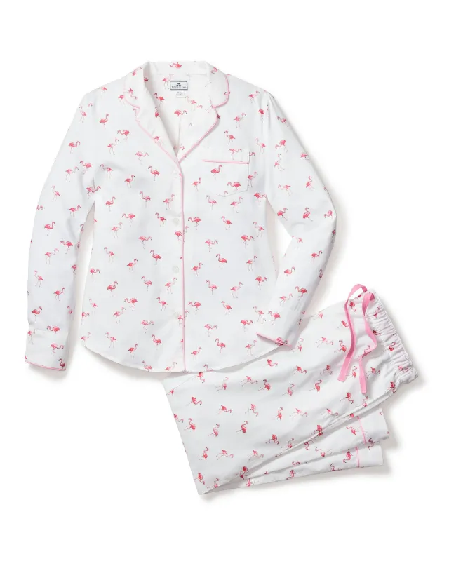 Women's Twill Pajama Set in Flamingos sold by Petite Plume