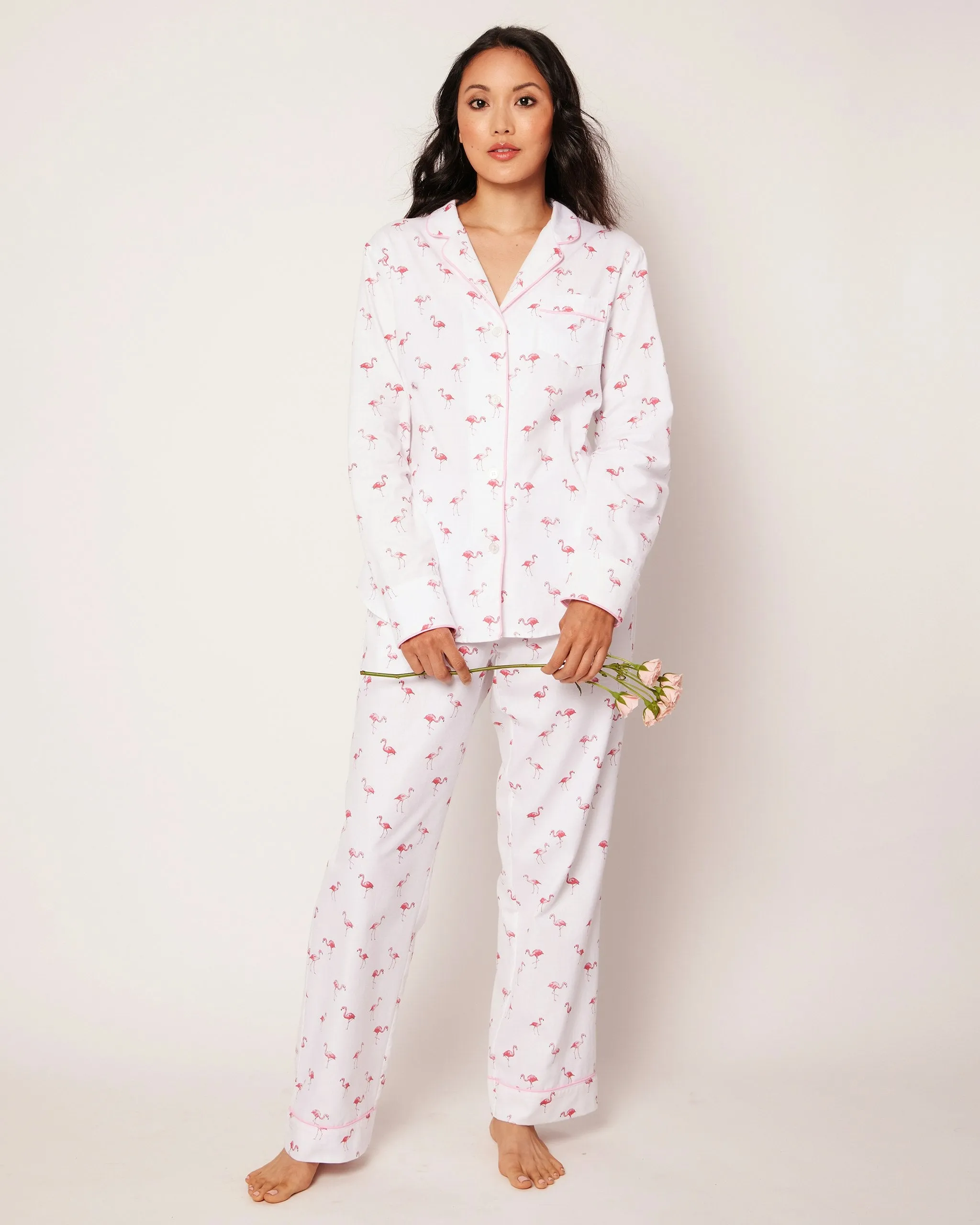 Women's Twill Pajama Set in Flamingos sold by Petite Plume product image thumbnail 2