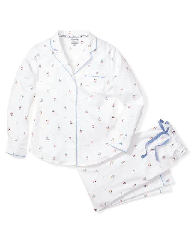 Women's Twill Pajama Set in Bateau sold by Petite Plume