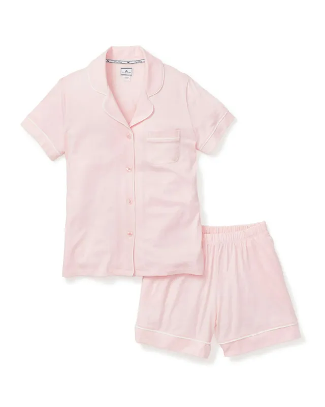 Women's Pima Short Sleeve Short Set in Pink sold by Petite Plume