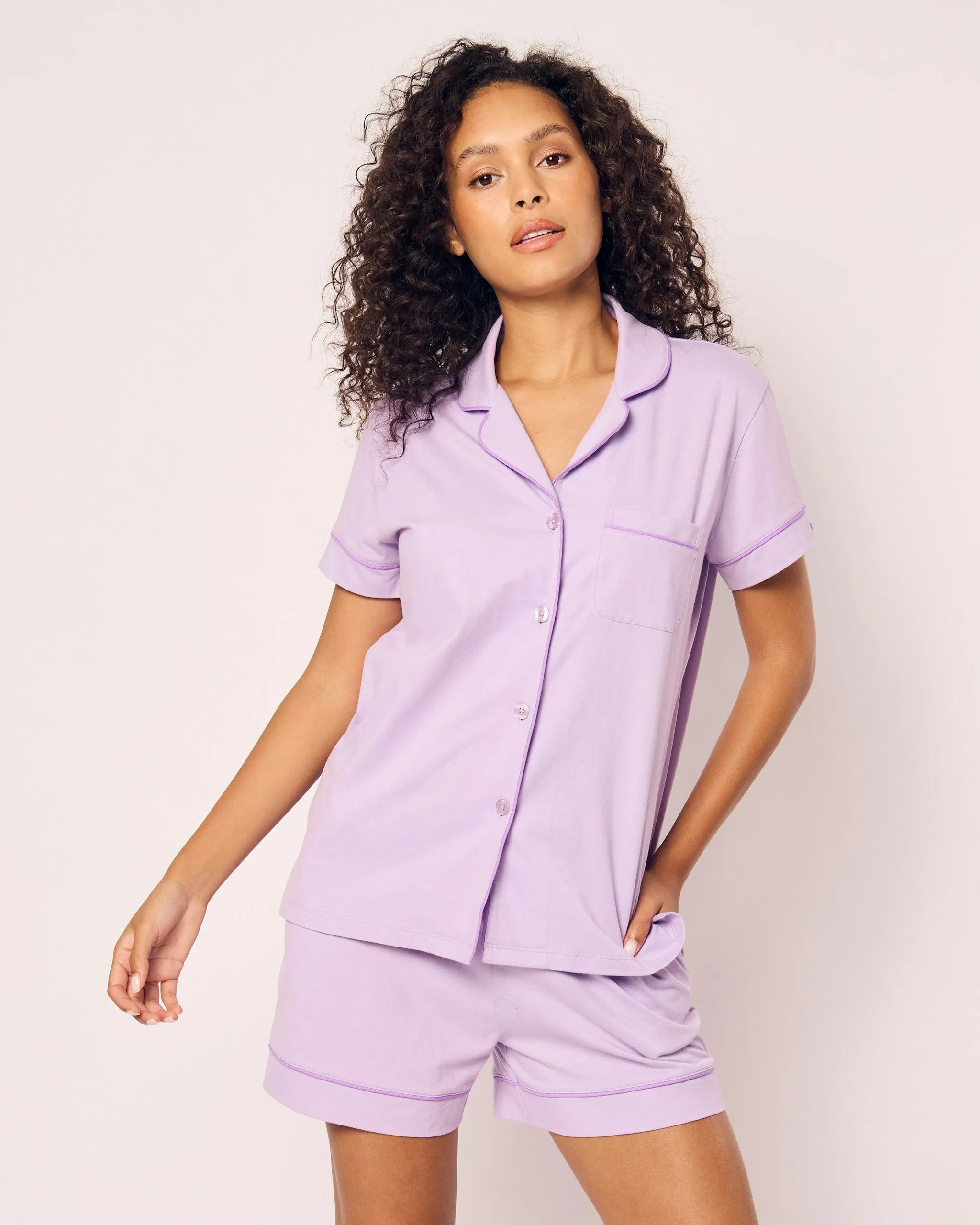 Women's Pima Short Sleeve Short Set in Pink sold by Petite Plume product image thumbnail 5