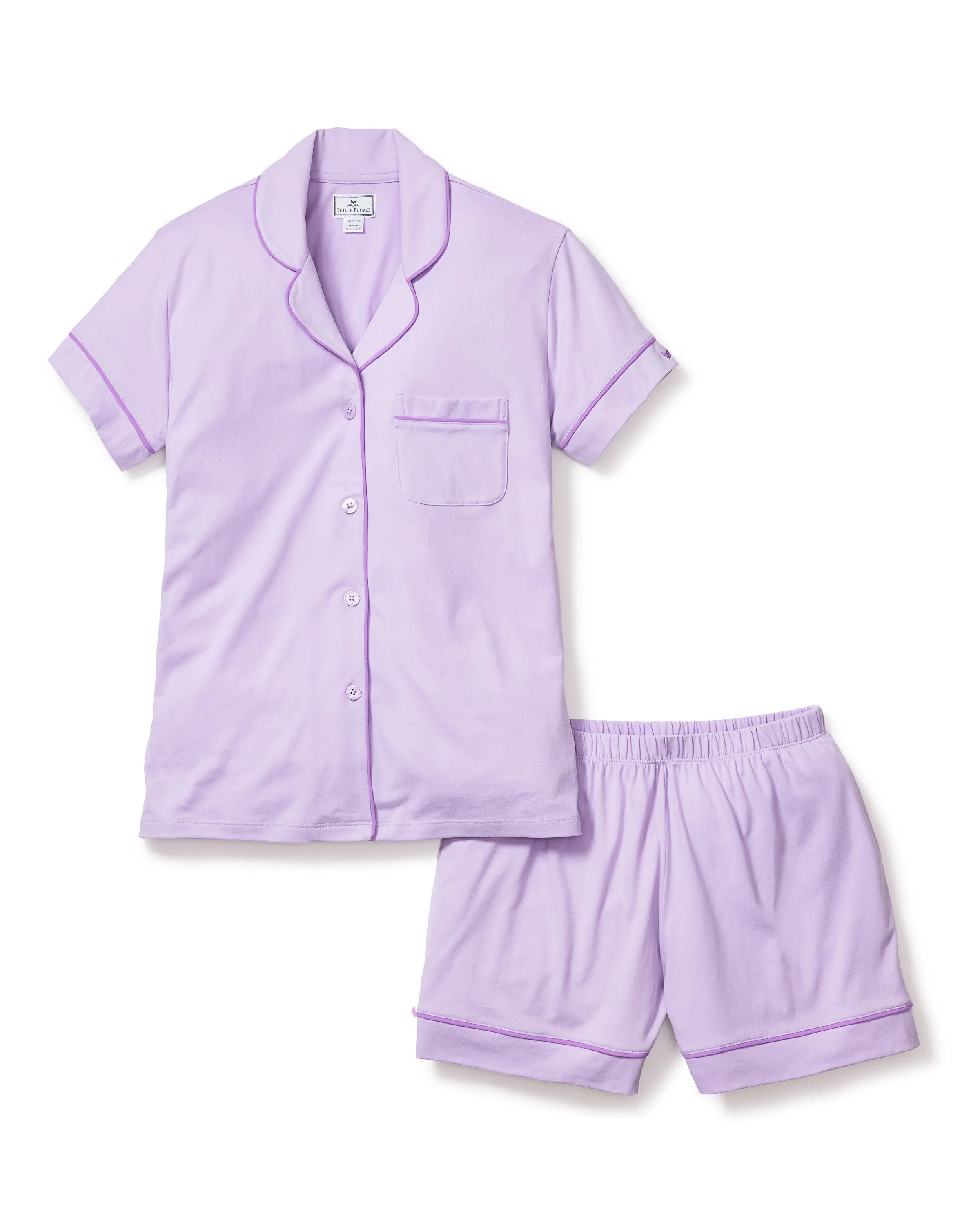 Women's Pima Short Sleeve Short Set in Pink sold by Petite Plume product image thumbnail 4