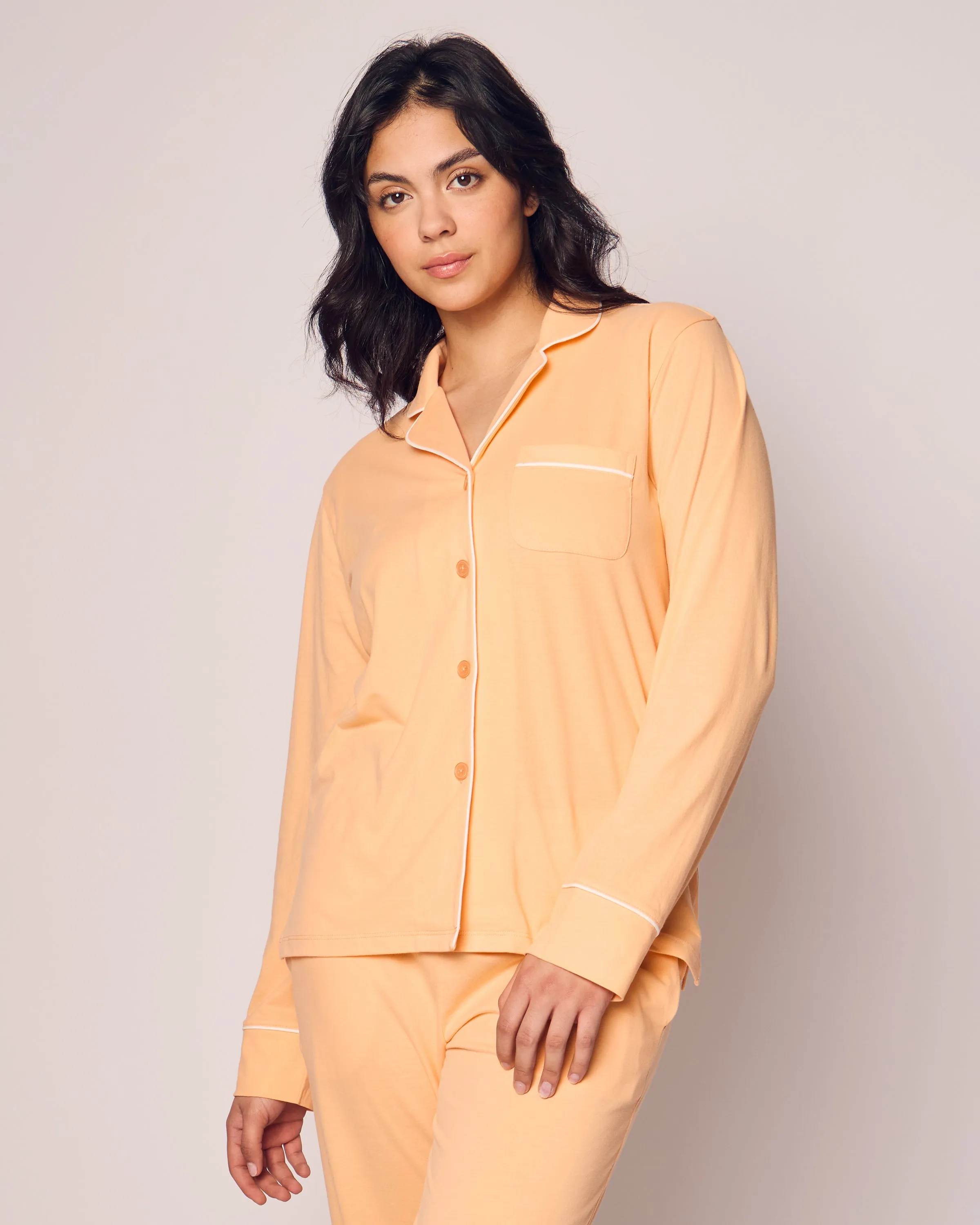 Women's Pima Pajama Set in Peach Fuzz sold by Petite Plume product image thumbnail 3