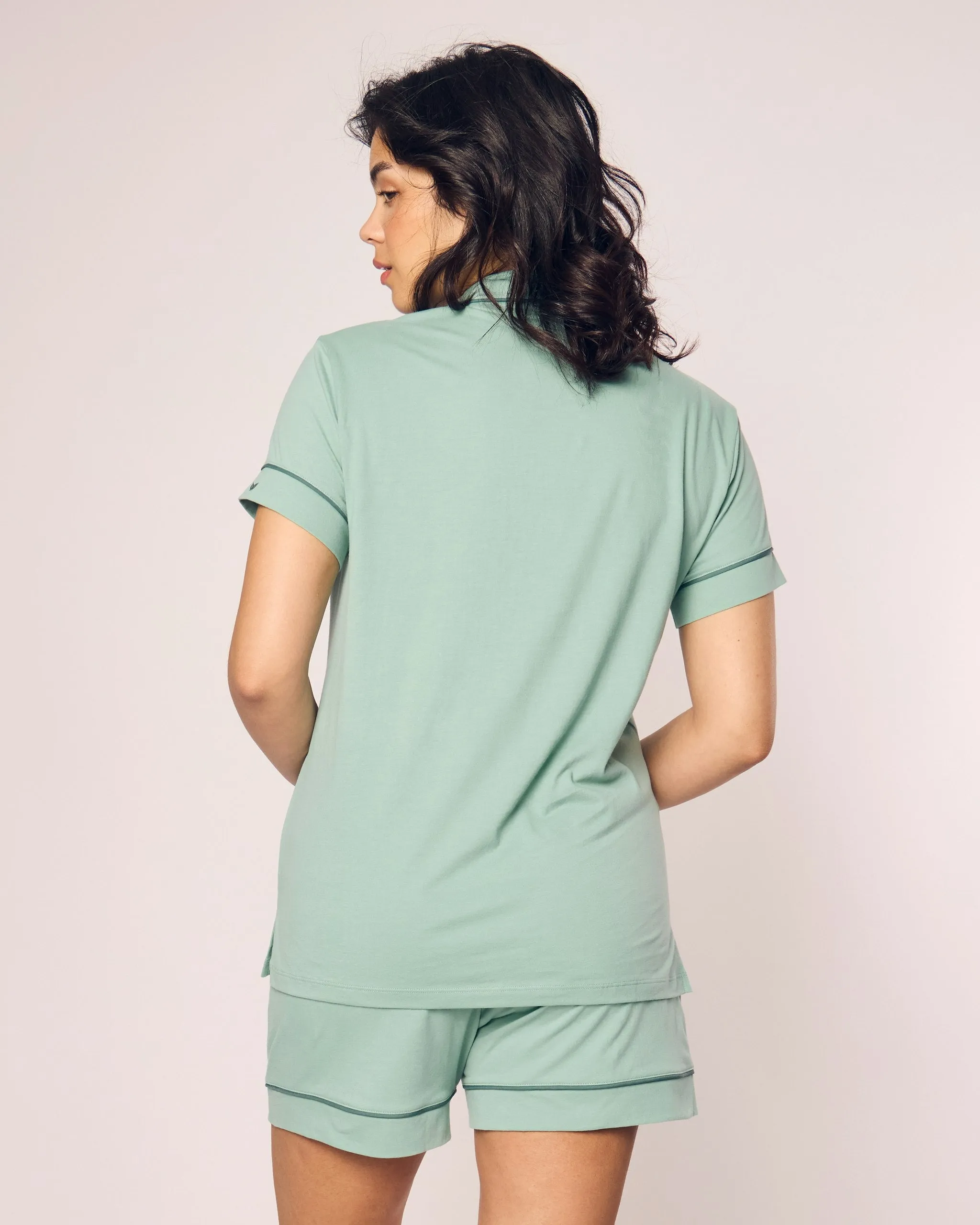 Women's Pima Short Sleeve Short Set in Seaglass sold by Petite Plume product image thumbnail 3