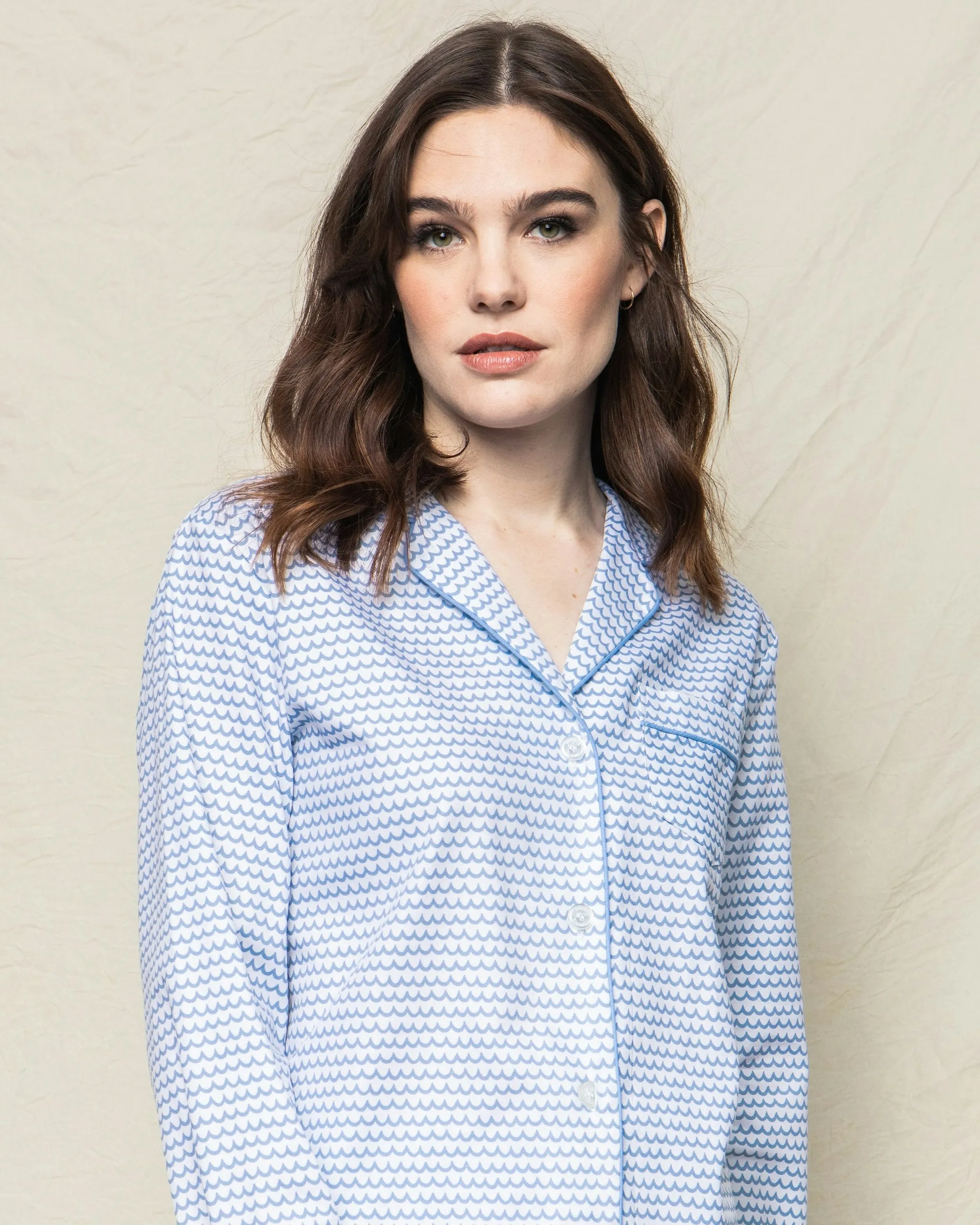 Women's Twill Long Sleeve Short Set in La Mer sold by Petite Plume product image thumbnail 3