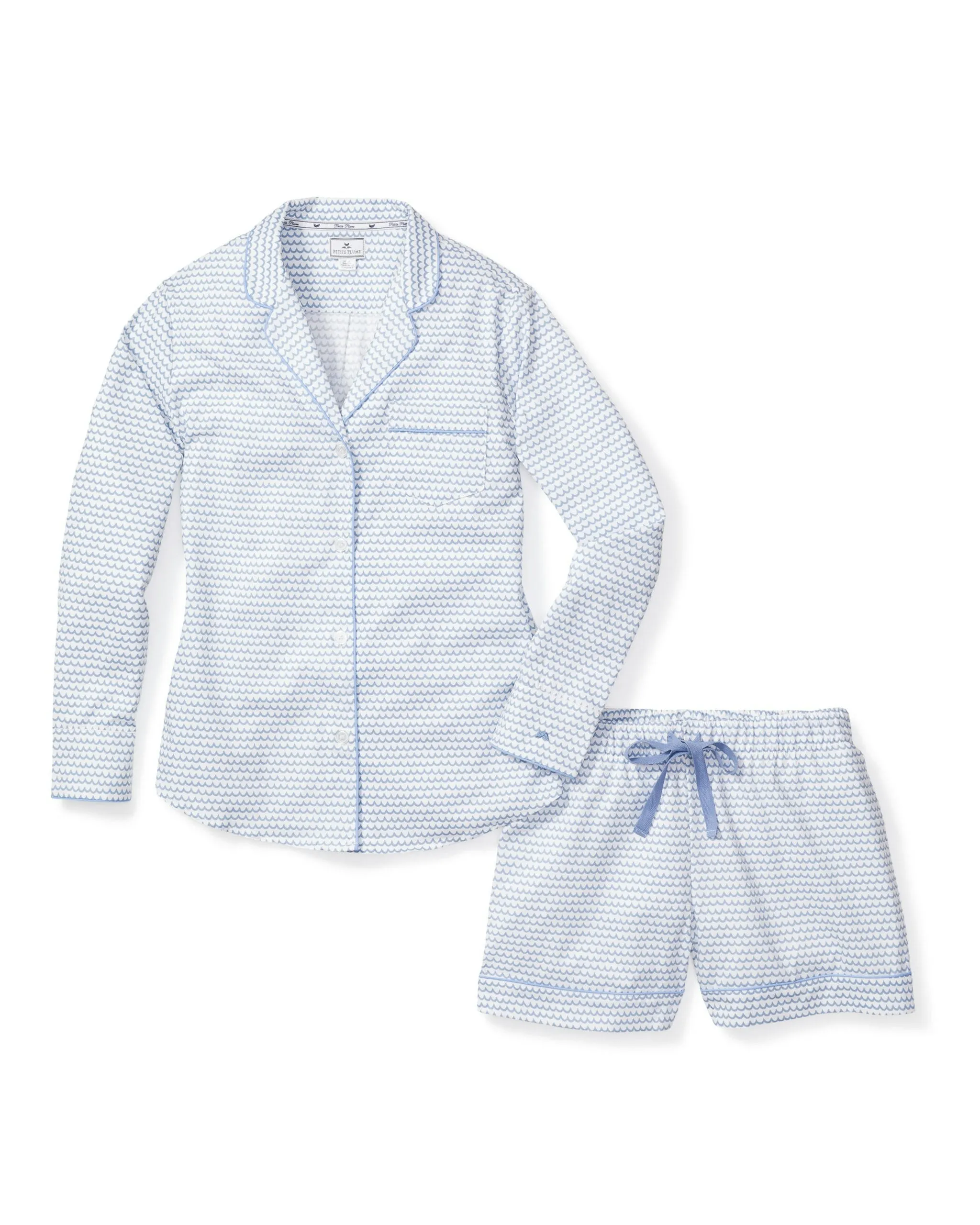 Women's Twill Long Sleeve Short Set in La Mer sold by Petite Plume