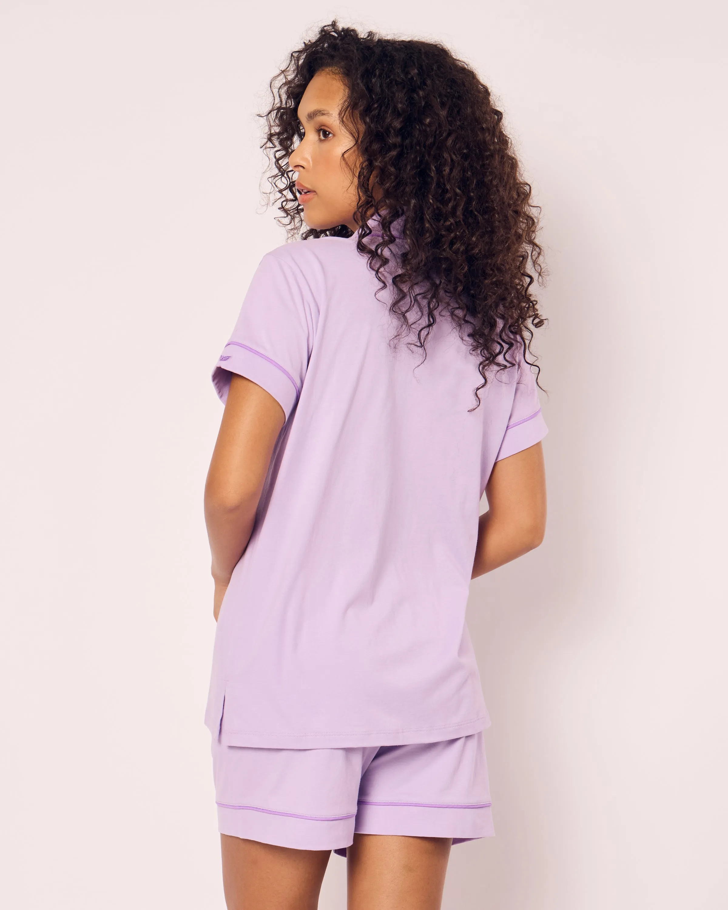 Women's Pima Short Sleeve Short Set in Lavender sold by Petite Plume product image thumbnail 4