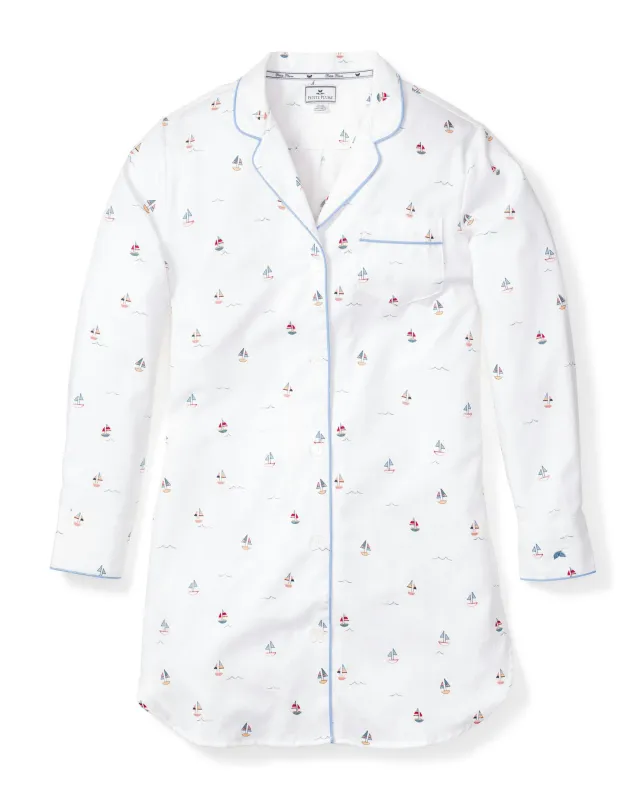 Women's Twill Nightshirt in Bateau sold by Petite Plume