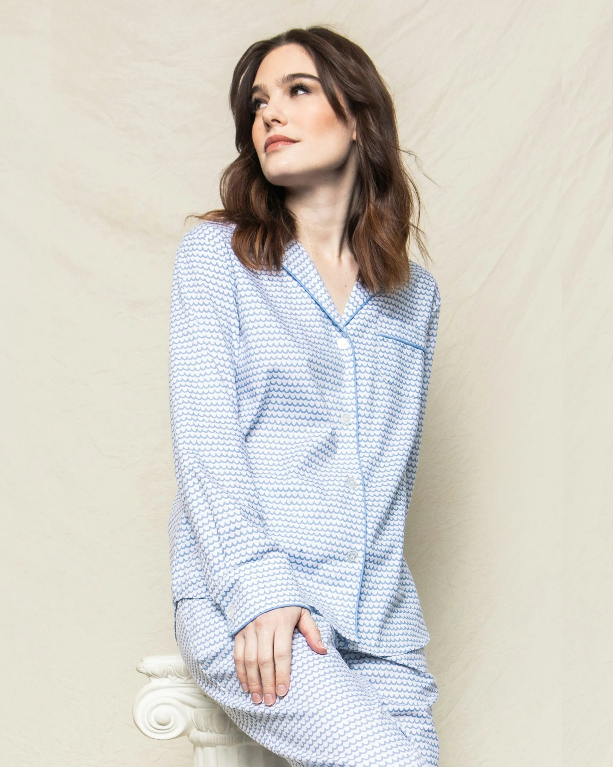 Women's Twill Pajama Set in La Mer sold by Petite Plume product image thumbnail 3