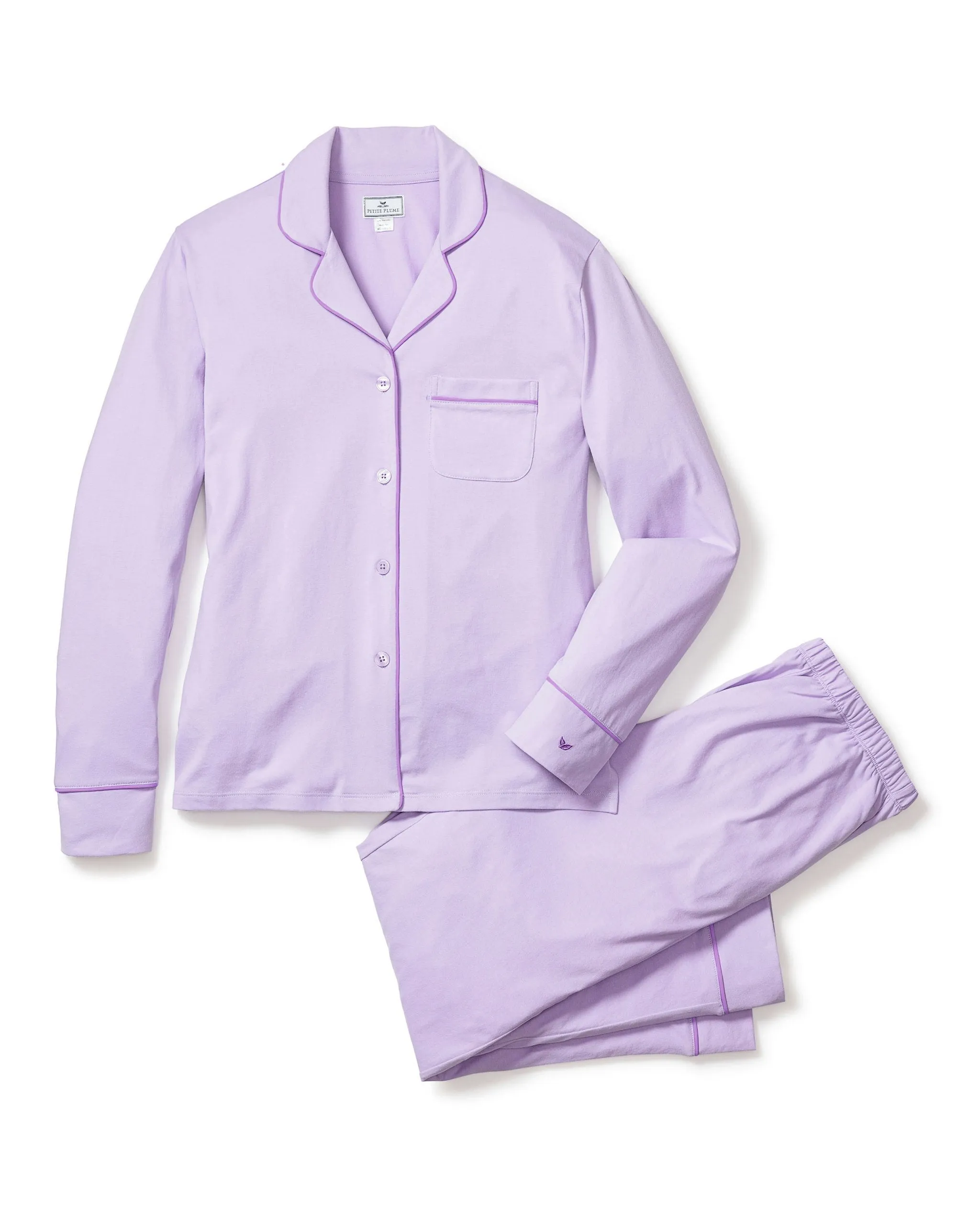 Women's Pima Pajama Set in Lavender sold by Petite Plume