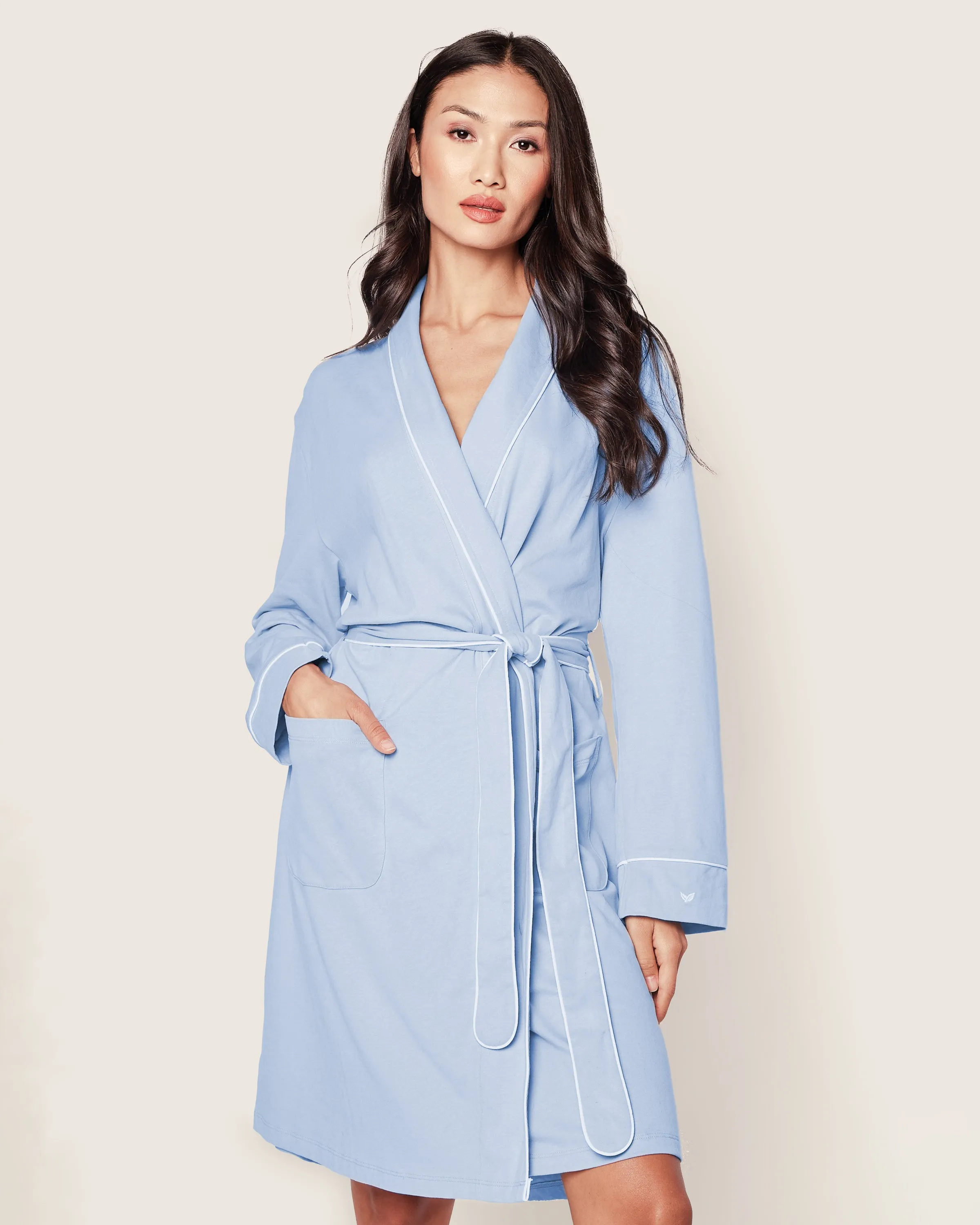Women's Pima Robe in Periwinkle sold by Petite Plume product image thumbnail 2