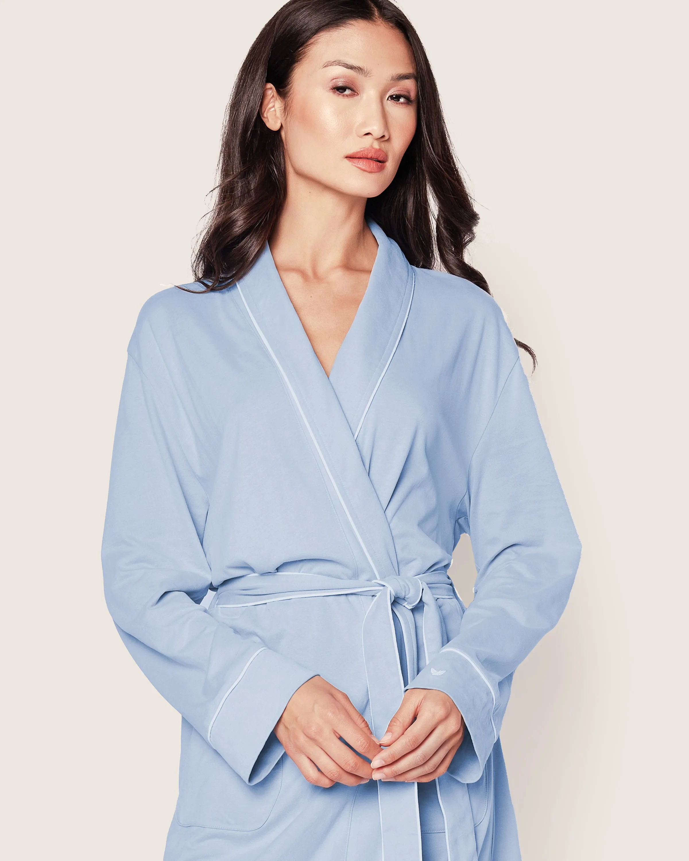 Women's Pima Robe in Periwinkle sold by Petite Plume product image thumbnail 3