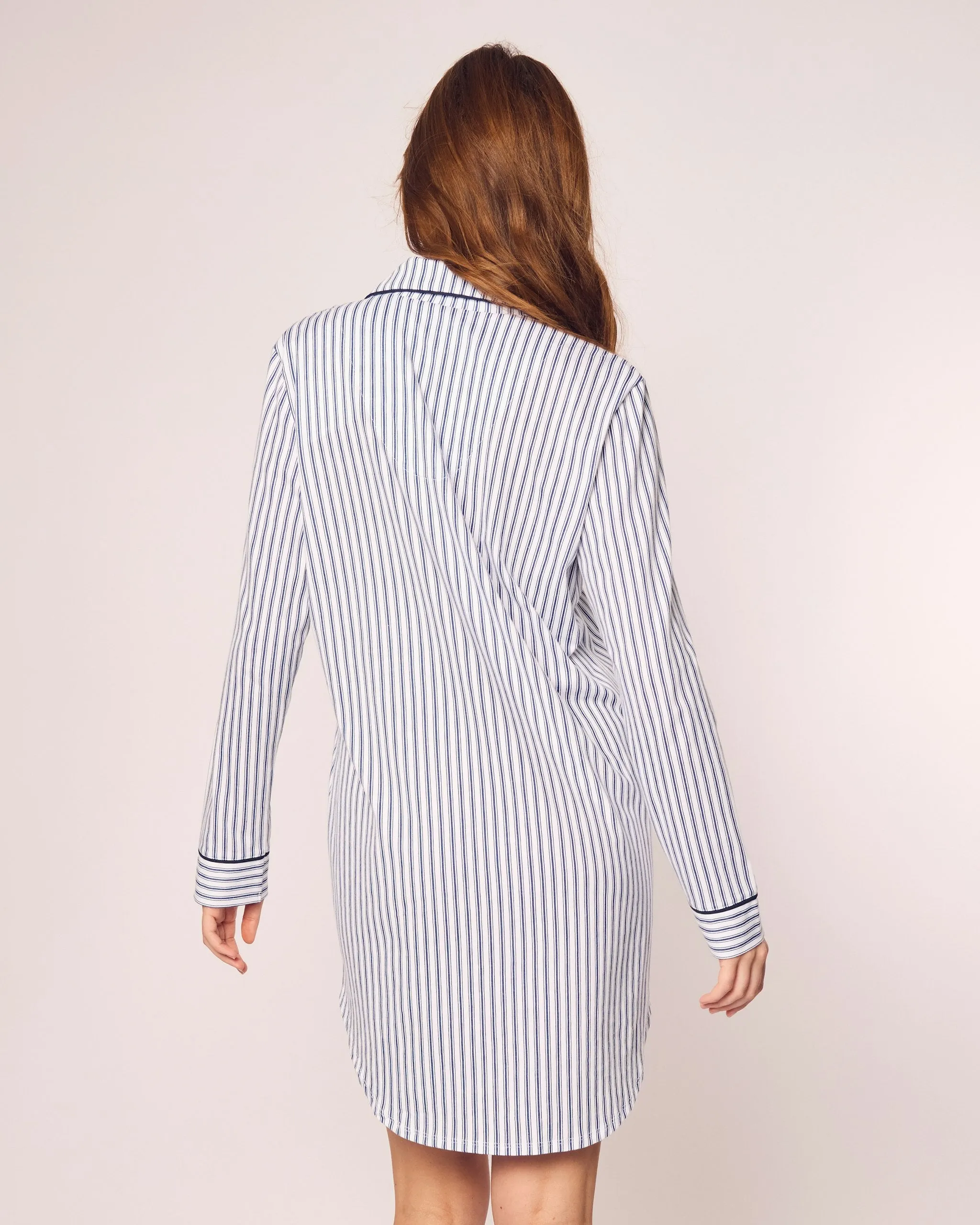 Women's Pima Nightshirt in Navy French Ticking sold by Petite Plume product image thumbnail 3
