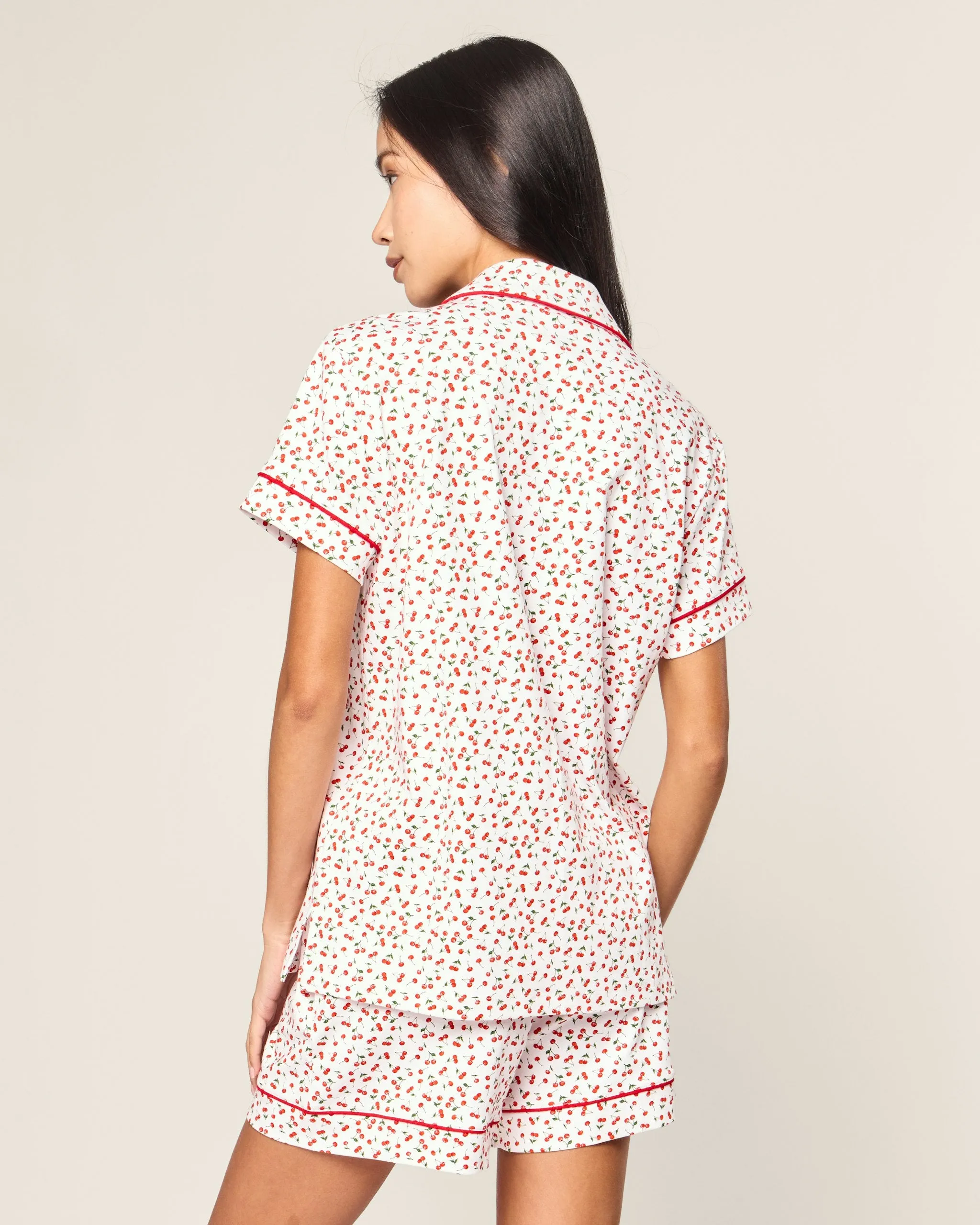Women's Pima Short Sleeve Short Set in Cherry Orchard sold by Petite Plume product image thumbnail 4