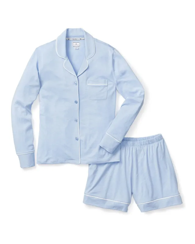 Women's Pima Long Sleeve Short Set in Periwinkle sold by Petite Plume
