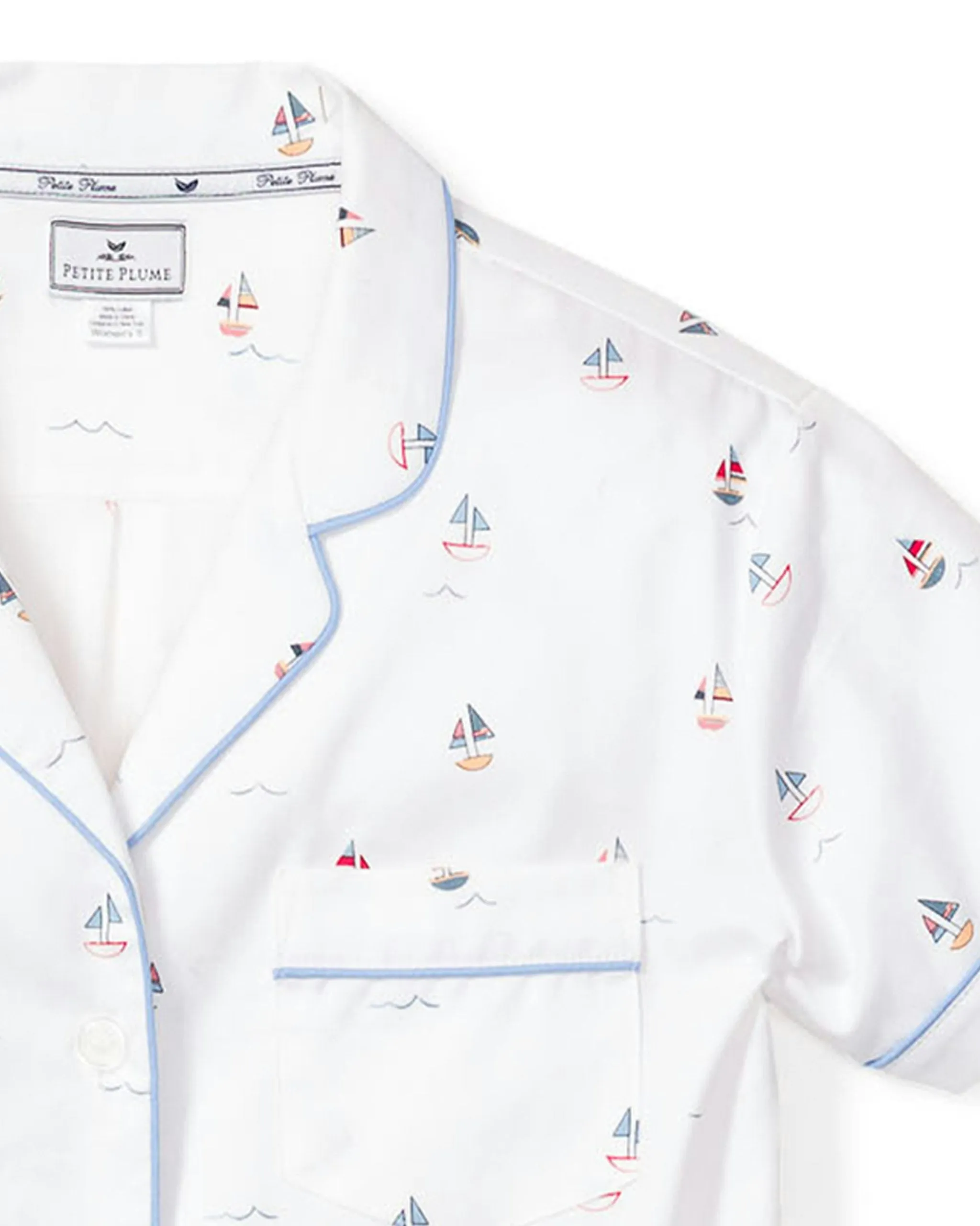 Women's Twill Short Sleeve Short Set in Bateau sold by Petite Plume product image thumbnail 4