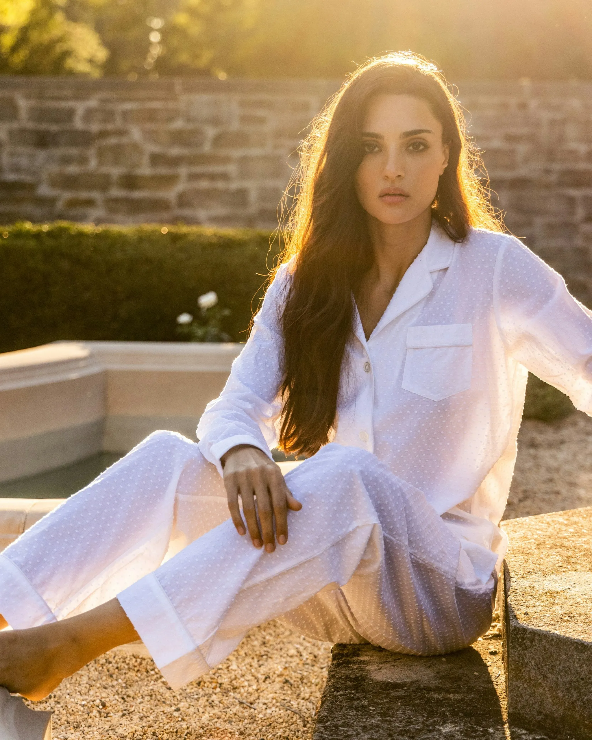 Women's Swiss Dots Pajama Set in White sold by Petite Plume product image thumbnail 5