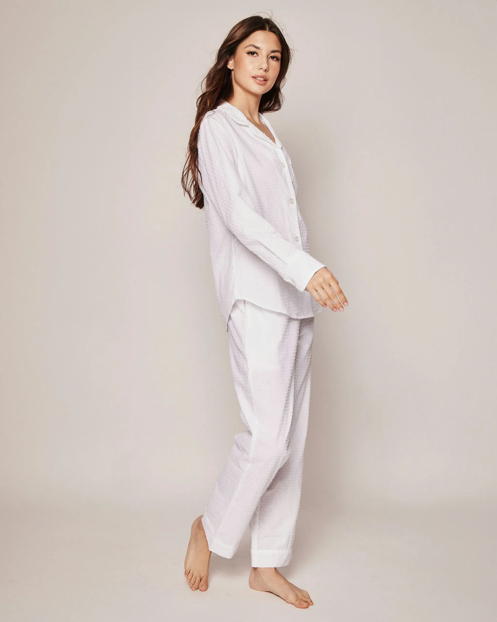 Women's Swiss Dots Pajama Set in White sold by Petite Plume product image thumbnail 3