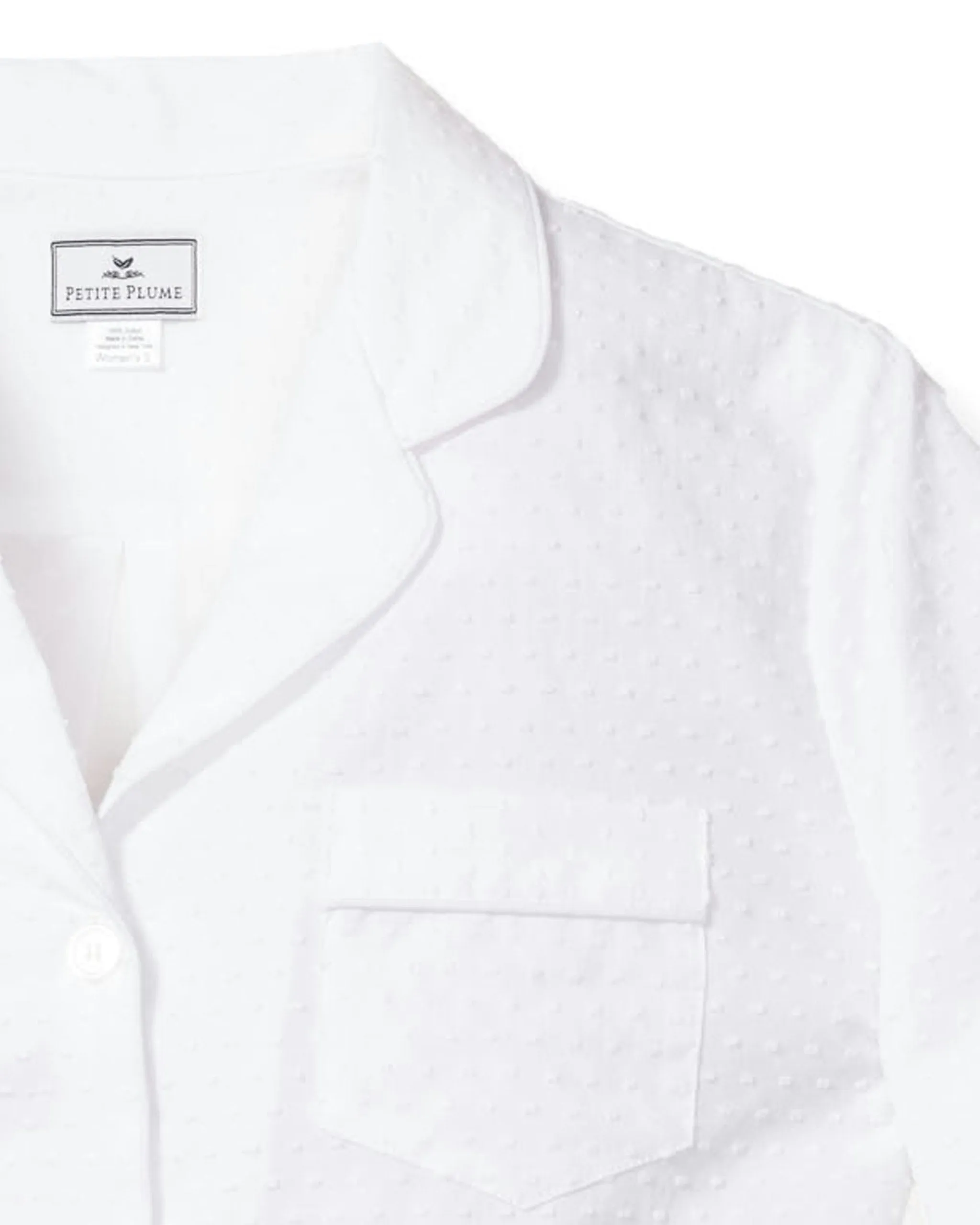 Women's Swiss Dots Pajama Set in White sold by Petite Plume product image thumbnail 4