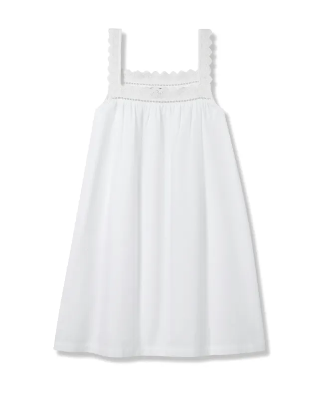 Women's Twill Esme Nightgown in White sold by Petite Plume