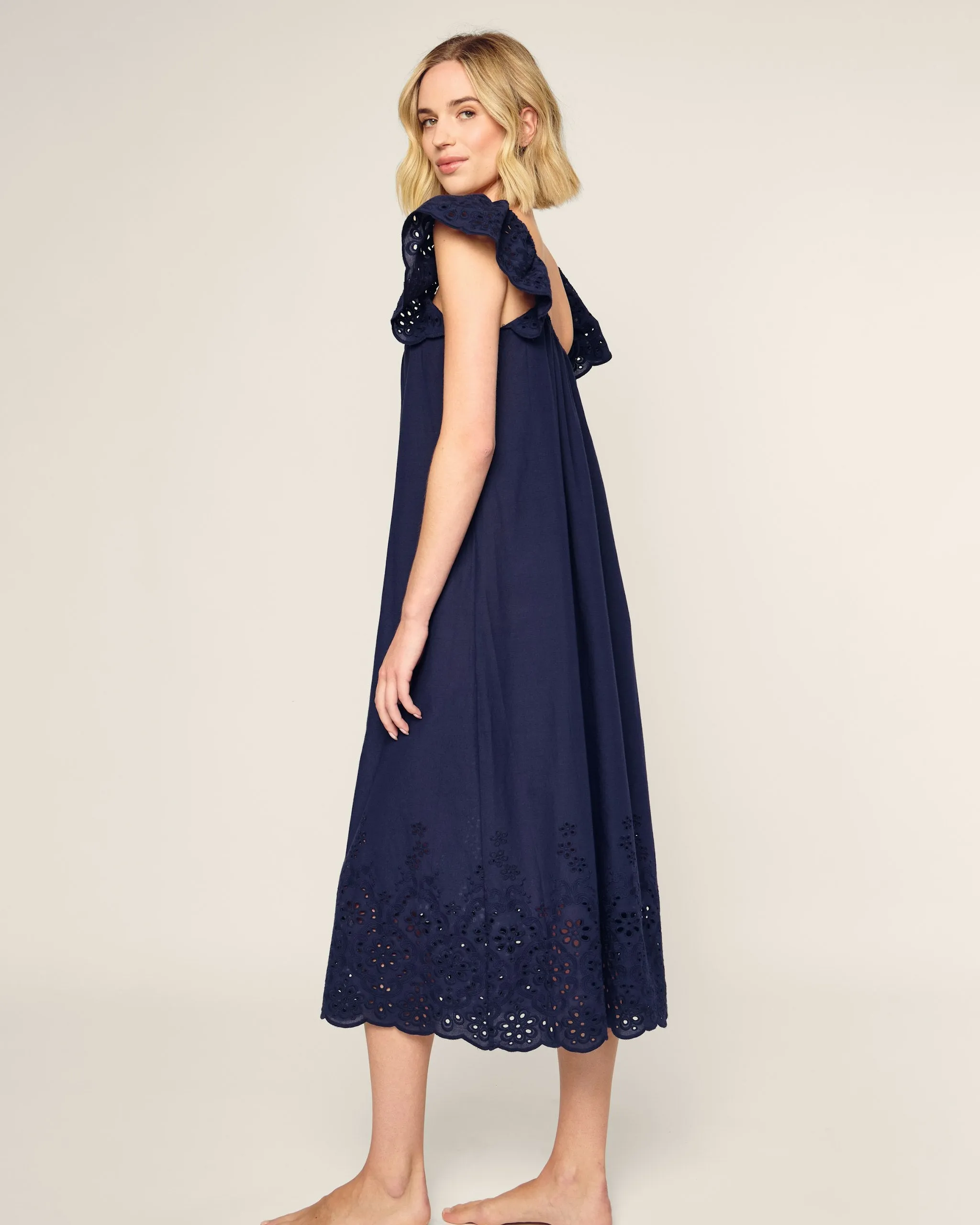 Women's Twill Ava Nightgown in Navy sold by Petite Plume product image thumbnail 3