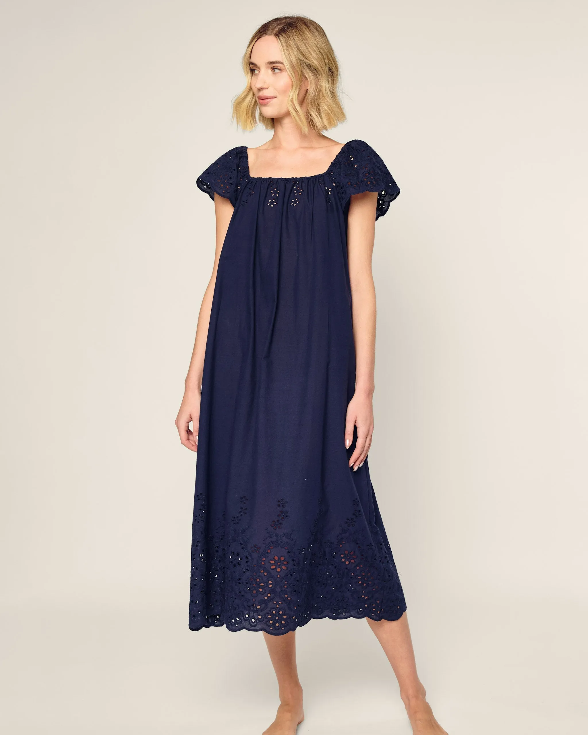 Women's Twill Ava Nightgown in Navy sold by Petite Plume product image thumbnail 2