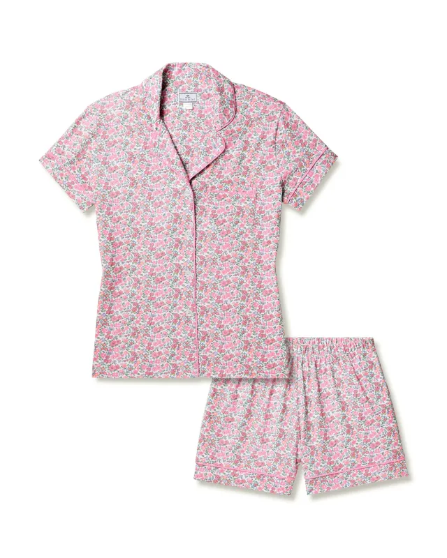 Women's Pima Short Sleeve Short Set in Fleurs de Rose sold by Petite Plume