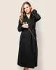 Women's Pima Jacquard Ophelia Robe in Black sold by Petite Plume