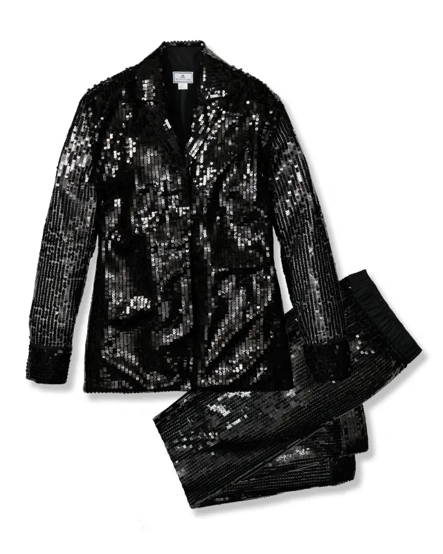 Women's Pajama Set in Black Sequins sold by Petite Plume