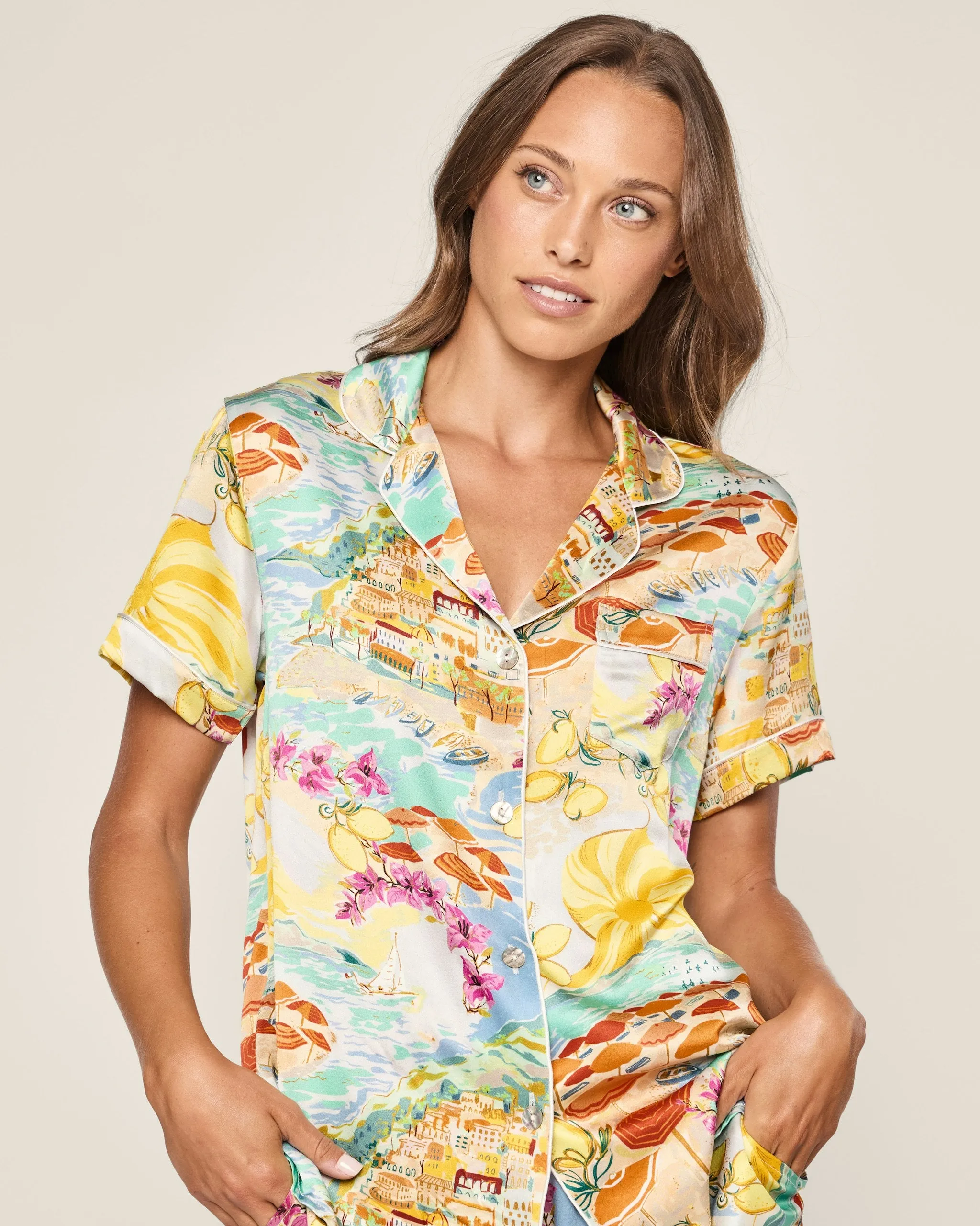 Women's Silk Classic Short Set in La Dolce Vita sold by Petite Plume product image thumbnail 5