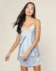 Women's Silk Lace Cami Short Set in Periwinkle sold by Petite Plume