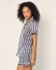 Women's Silk Pajama Short Set in Azure Stripe sold by Petite Plume