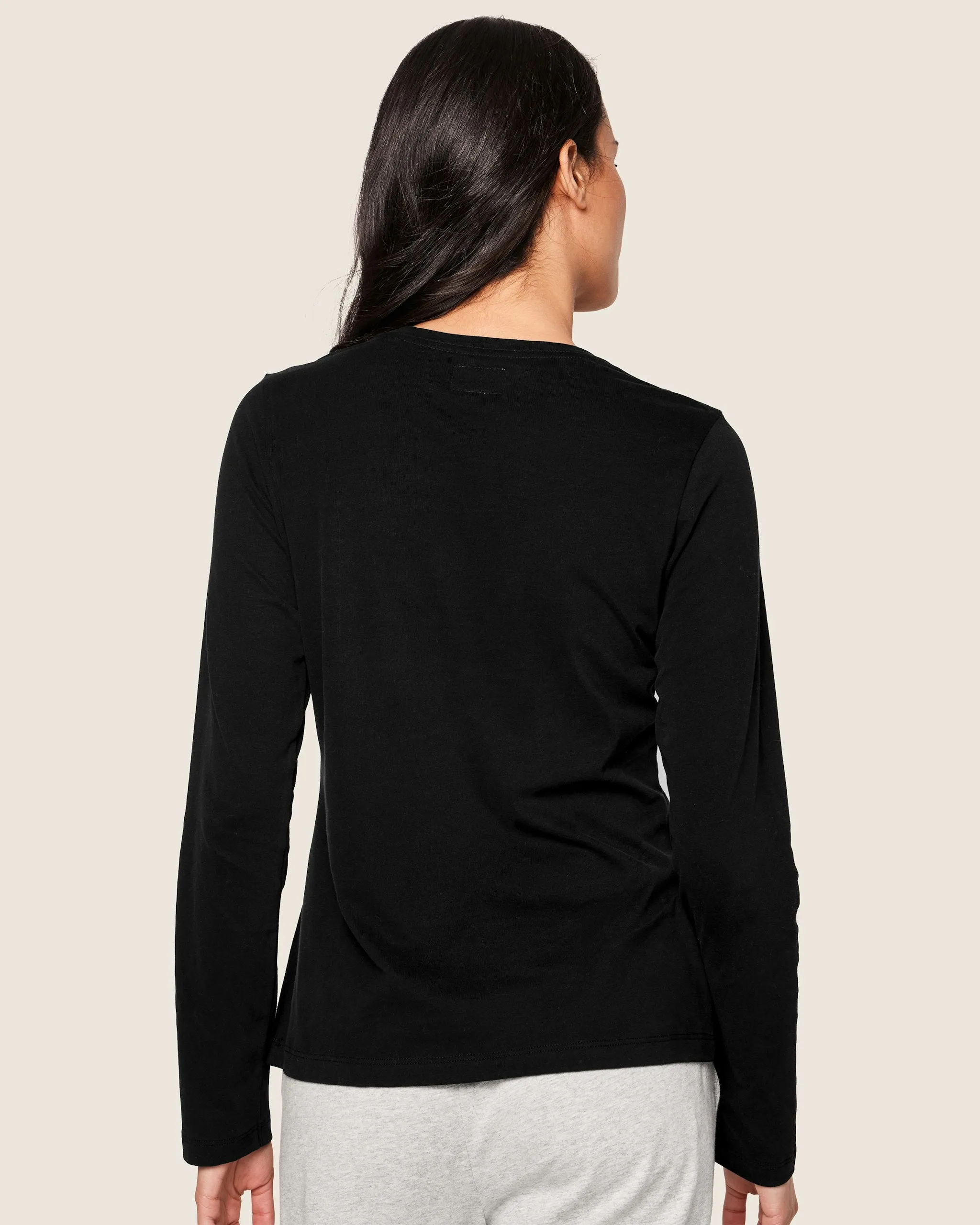 Women's Pima Long Sleeve Top in Black sold by Petite Plume product image thumbnail 4