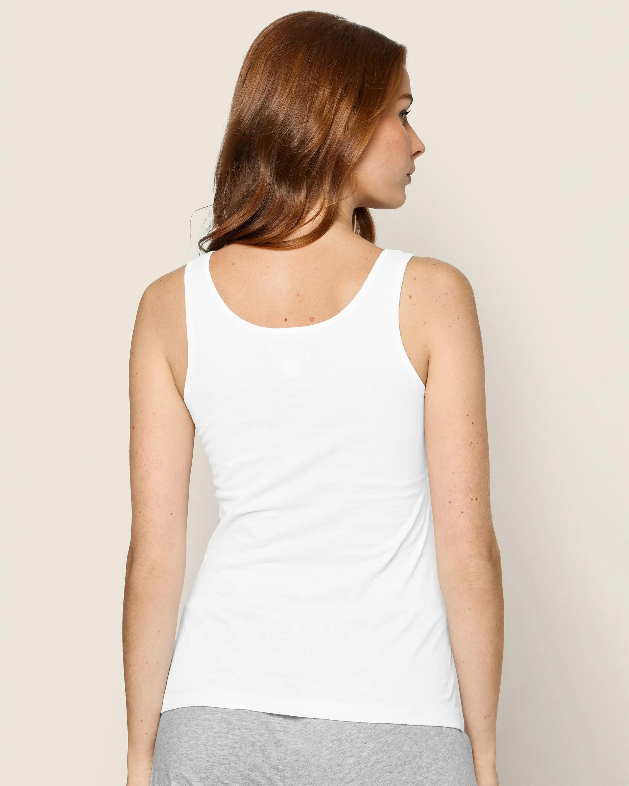 Women's Pima Tank Top in White sold by Petite Plume product image thumbnail 4