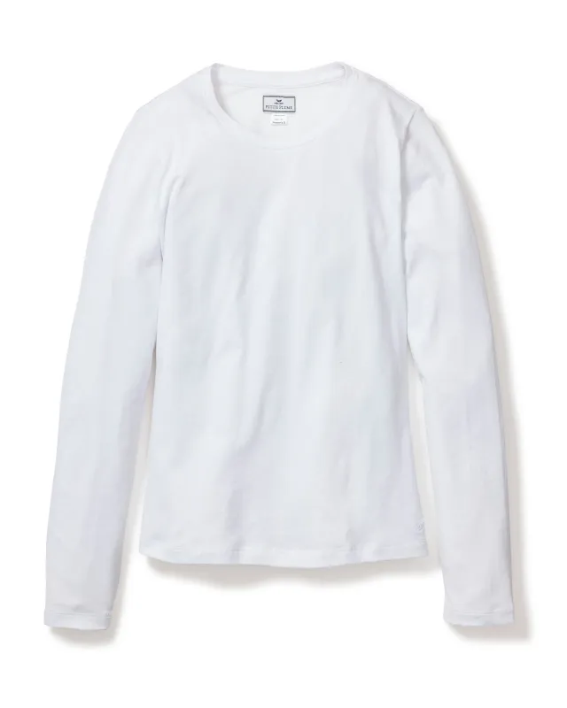 Women's Pima Long Sleeve Top in White sold by Petite Plume