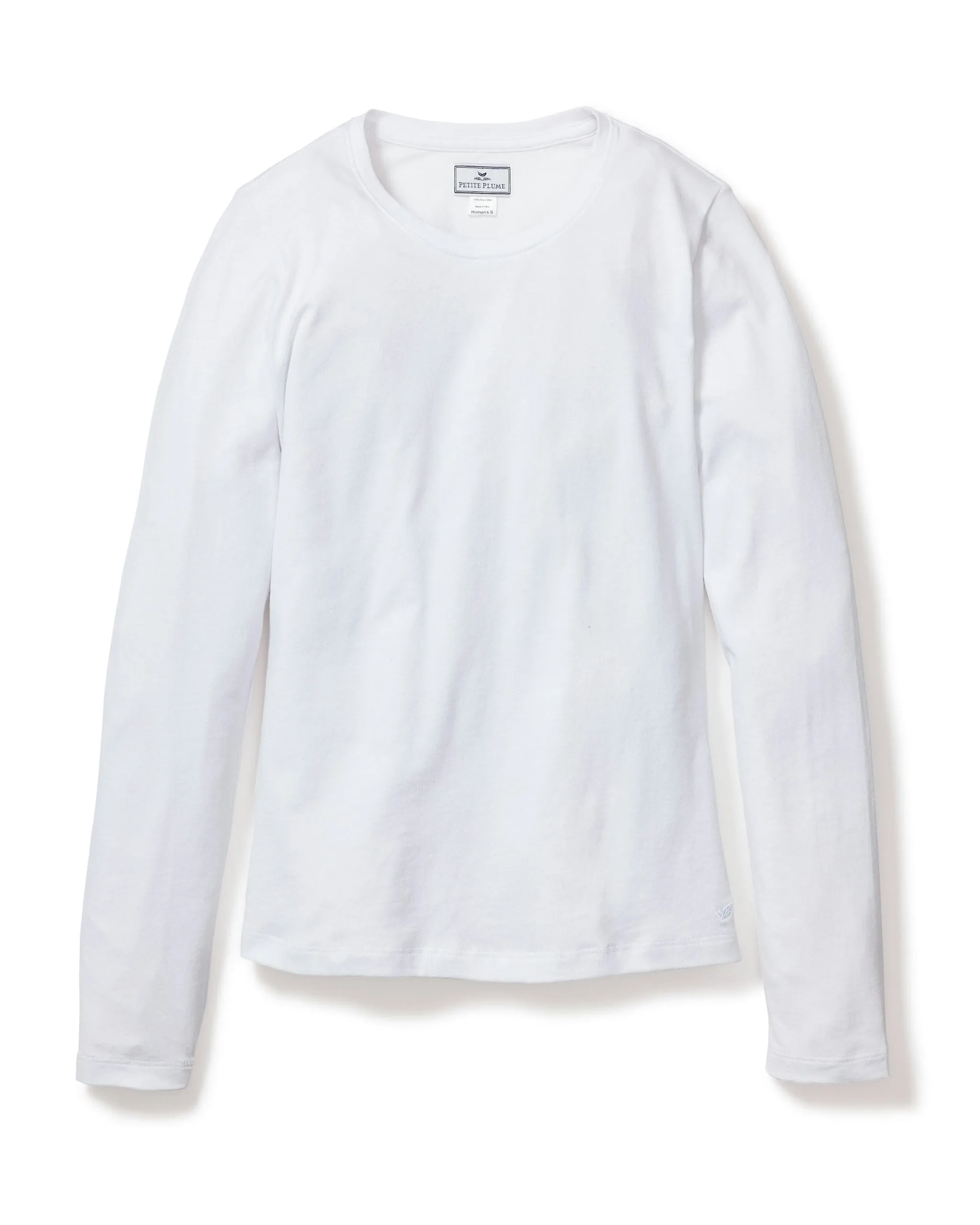 Women's Pima Long Sleeve Top in White sold by Petite Plume