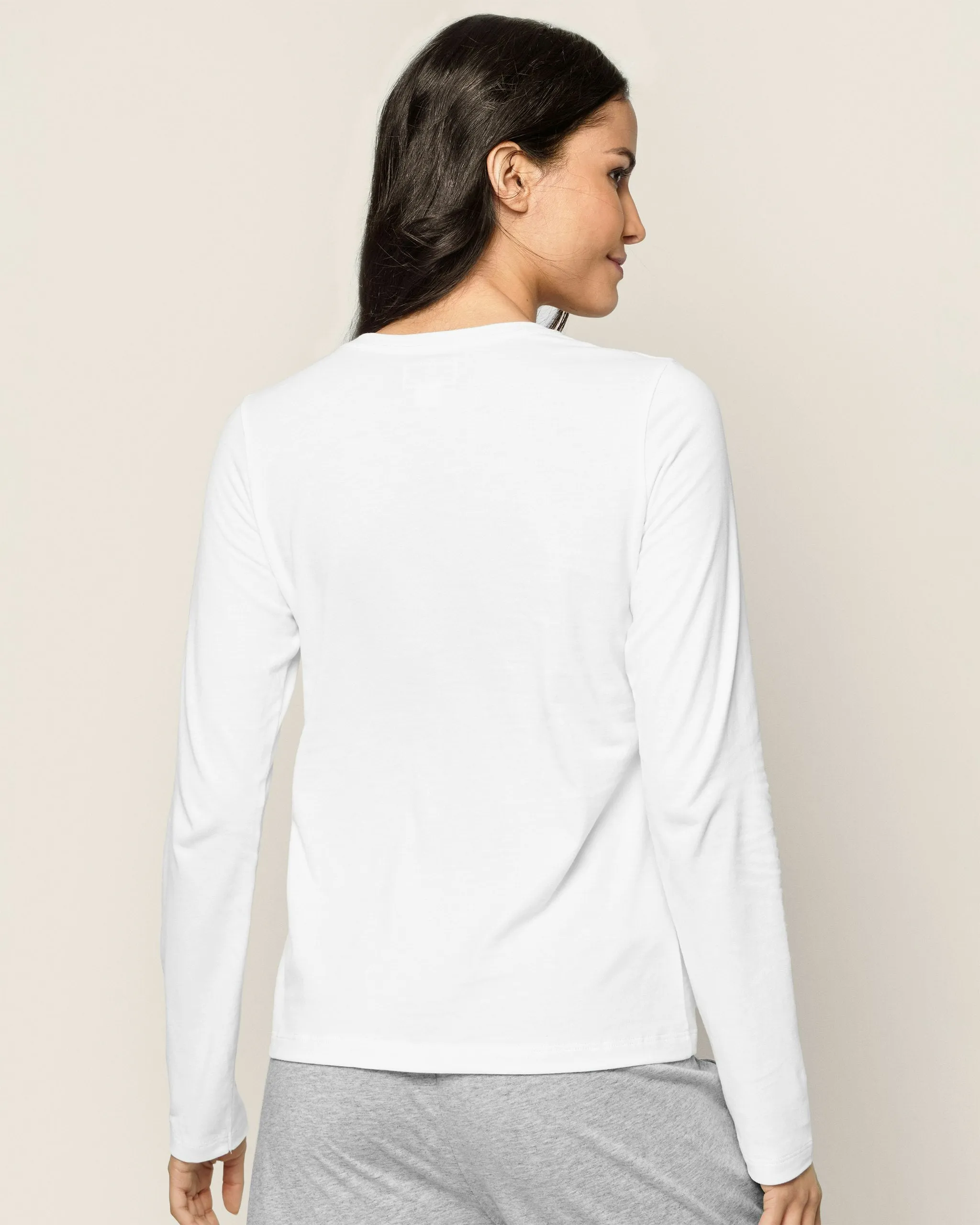 Women's Pima Long Sleeve Top in White sold by Petite Plume product image thumbnail 4
