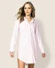 Women's Pima Nightshirt in Pink Stripe sold by Petite Plume