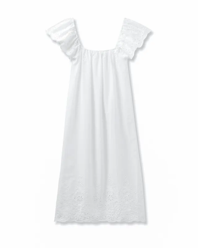 Women's Twill Ava Nightgown in White sold by Petite Plume