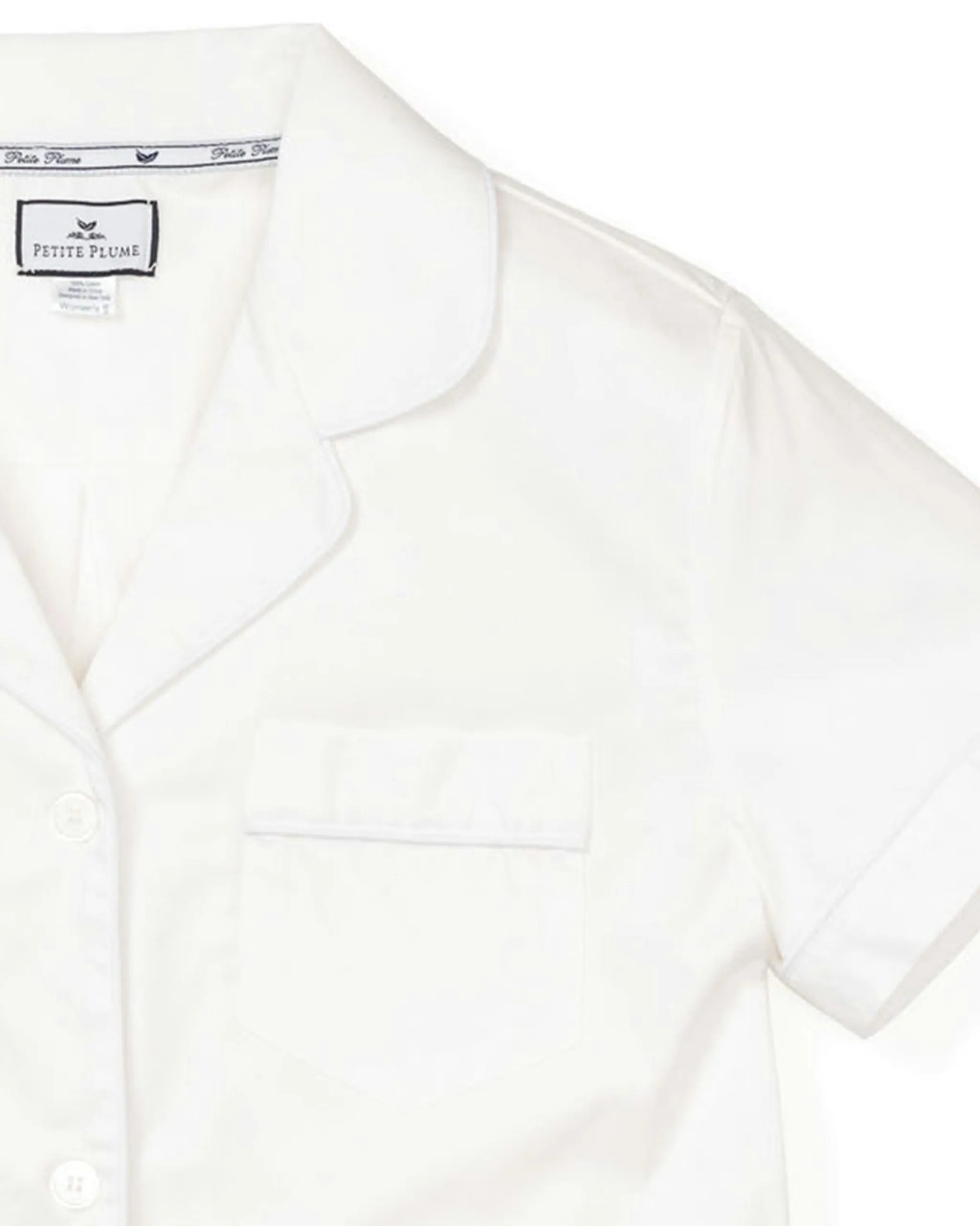 Women's Twill Pajama Short Set in White sold by Petite Plume product image thumbnail 4